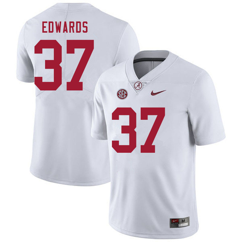 Men #37 Jalen Edwards Alabama White Tide College Football Jerseys Sale-White